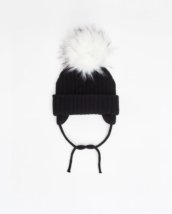 Black Knit Beanie (Interchangeable Pompom)