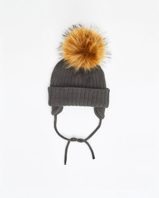 Tuque Nouveau-Né Doublée Charcoal - Vegan