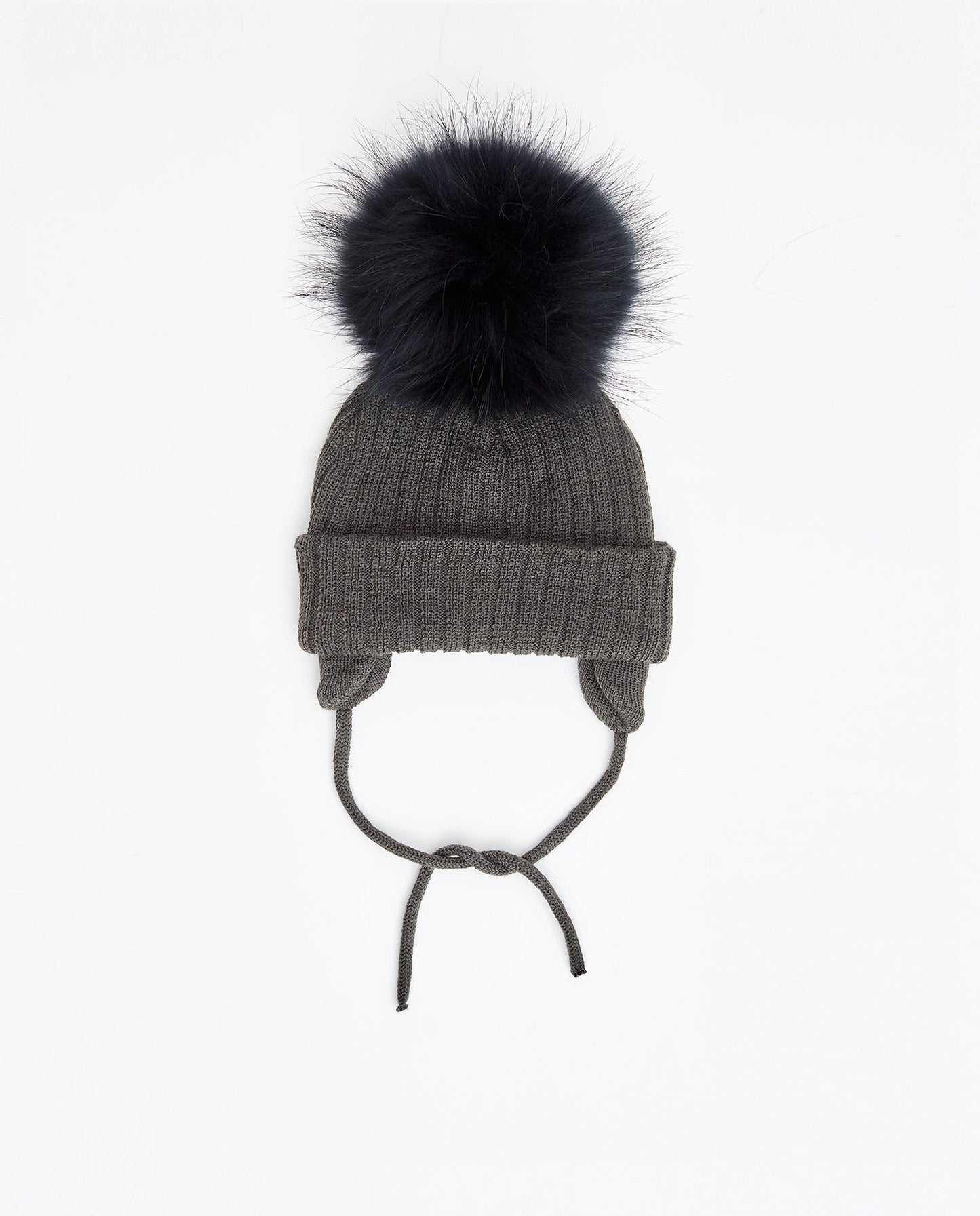 Tuque Enfant Doublée avec Cordons Charcoal