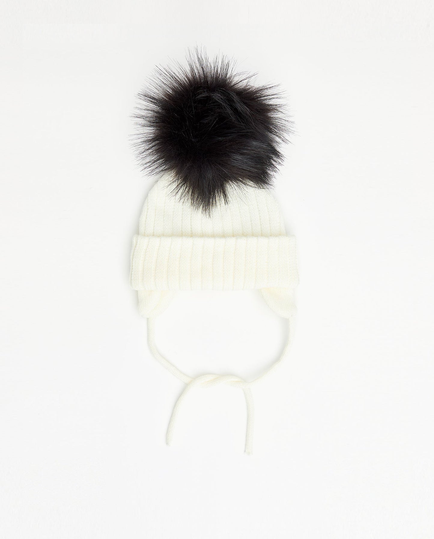 Tuque Enfant Doublée avec Cordons Blanc - Vegan