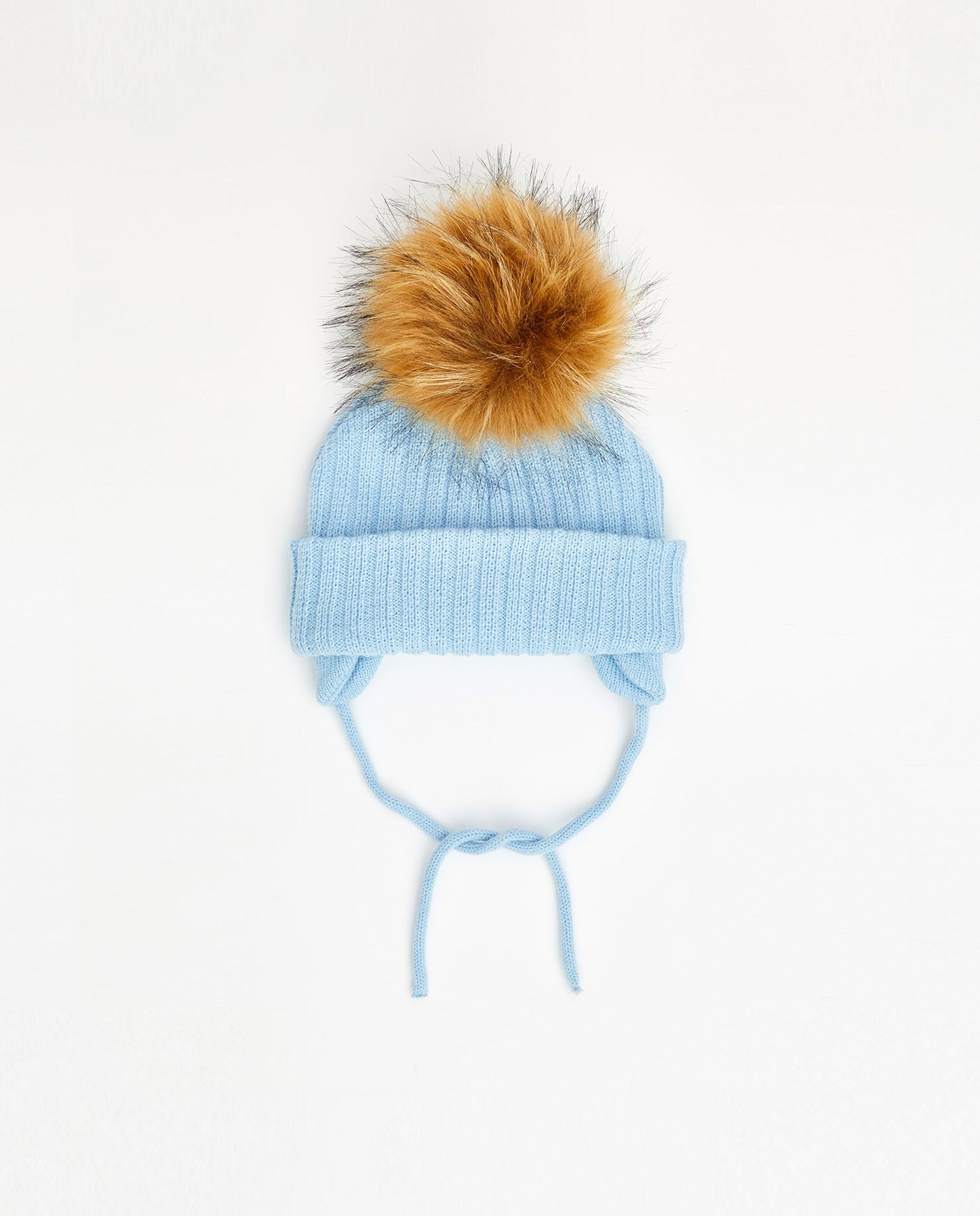 Tuque Enfant Doublée avec Cordons Baby Blue - Vegan