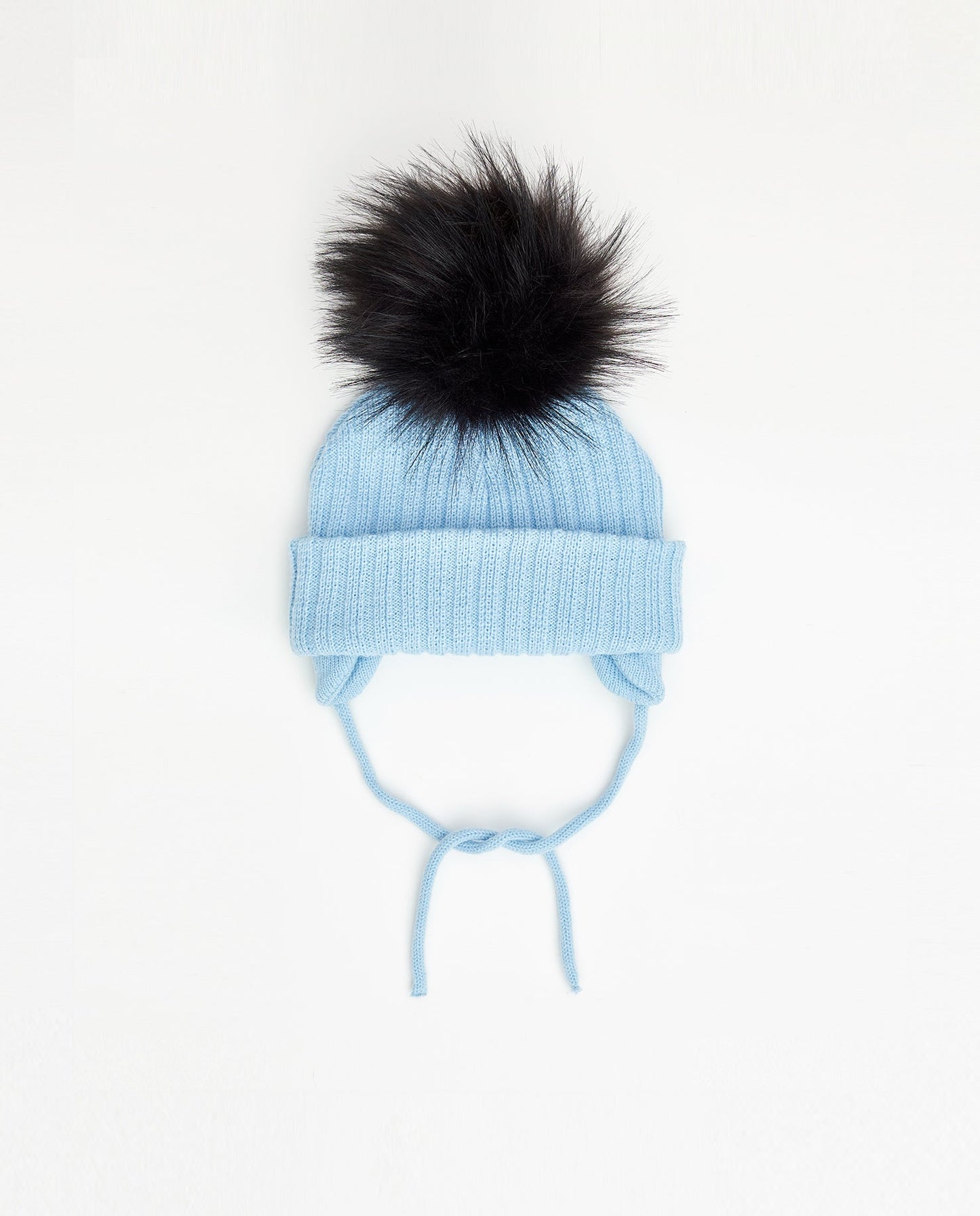 Tuque Enfant Doublée avec Cordons Baby Blue - Vegan