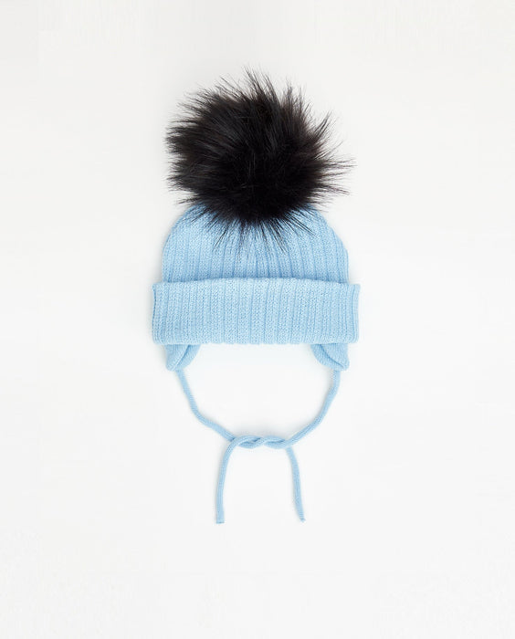 Bonnet en tricot bleu bébé