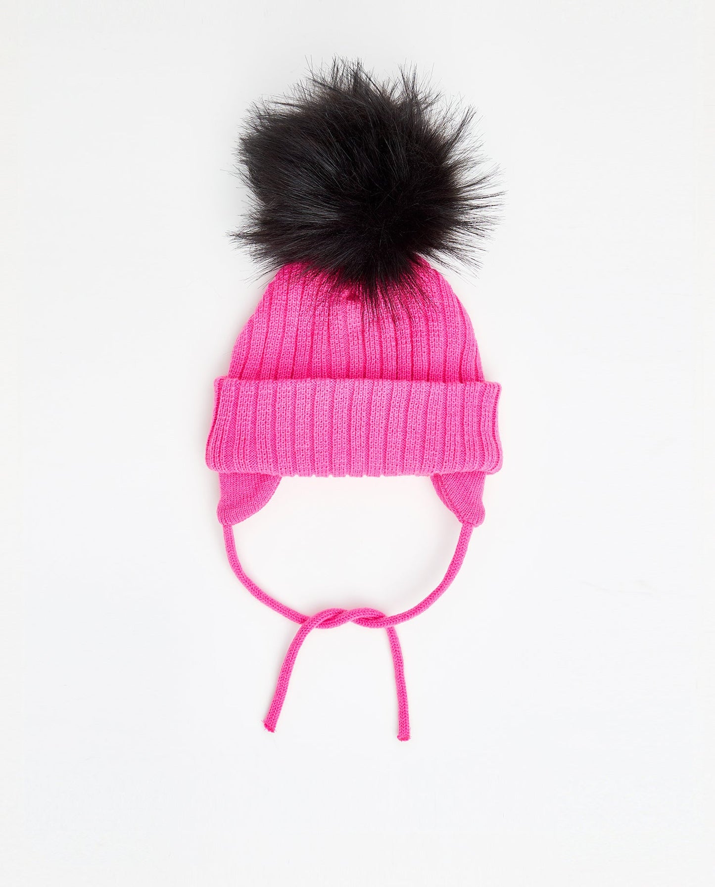 Tuque Enfant Doublée avec Cordons Fuschia - Vegan