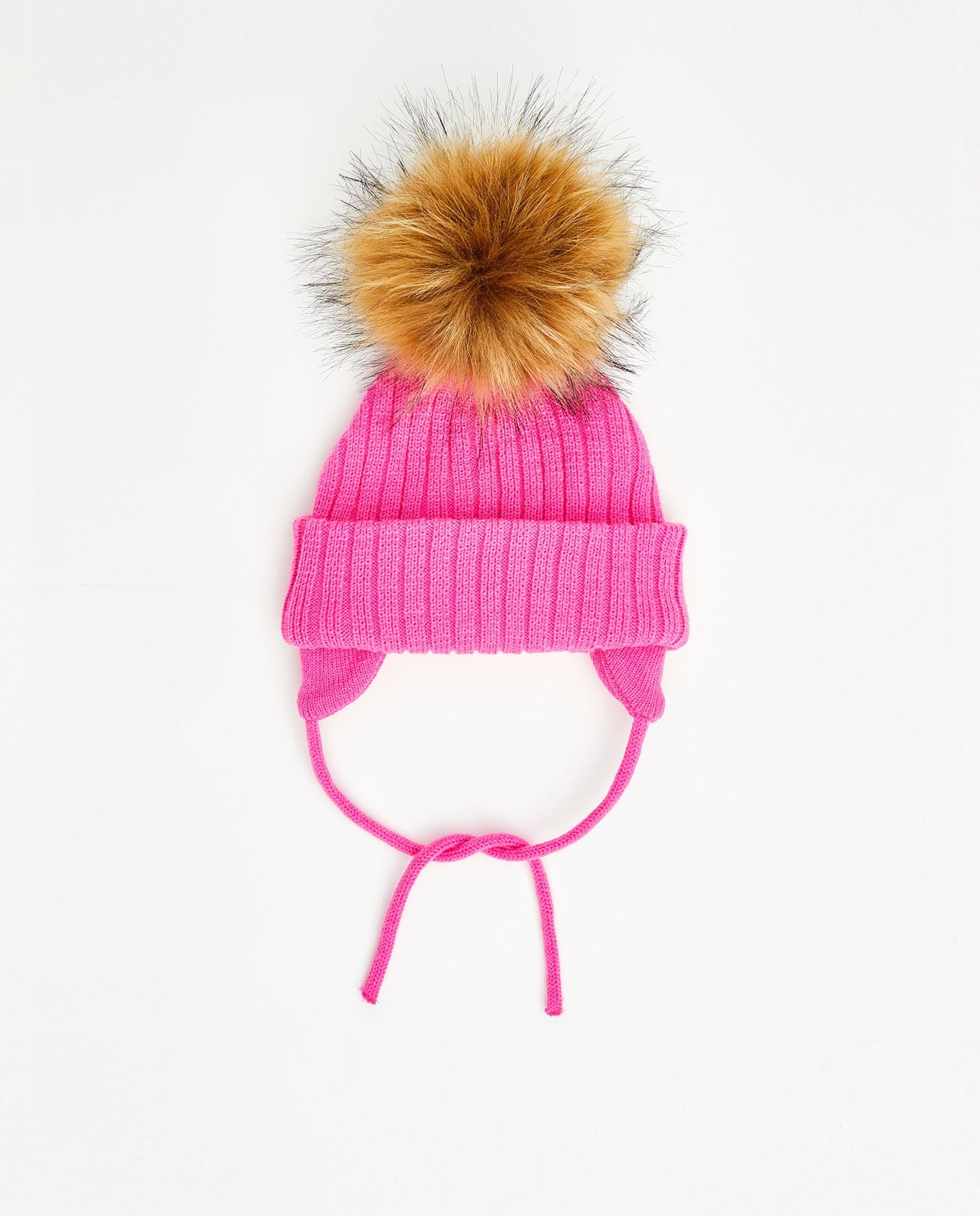 Tuque Enfant Doublée avec Cordons Fuschia - Vegan