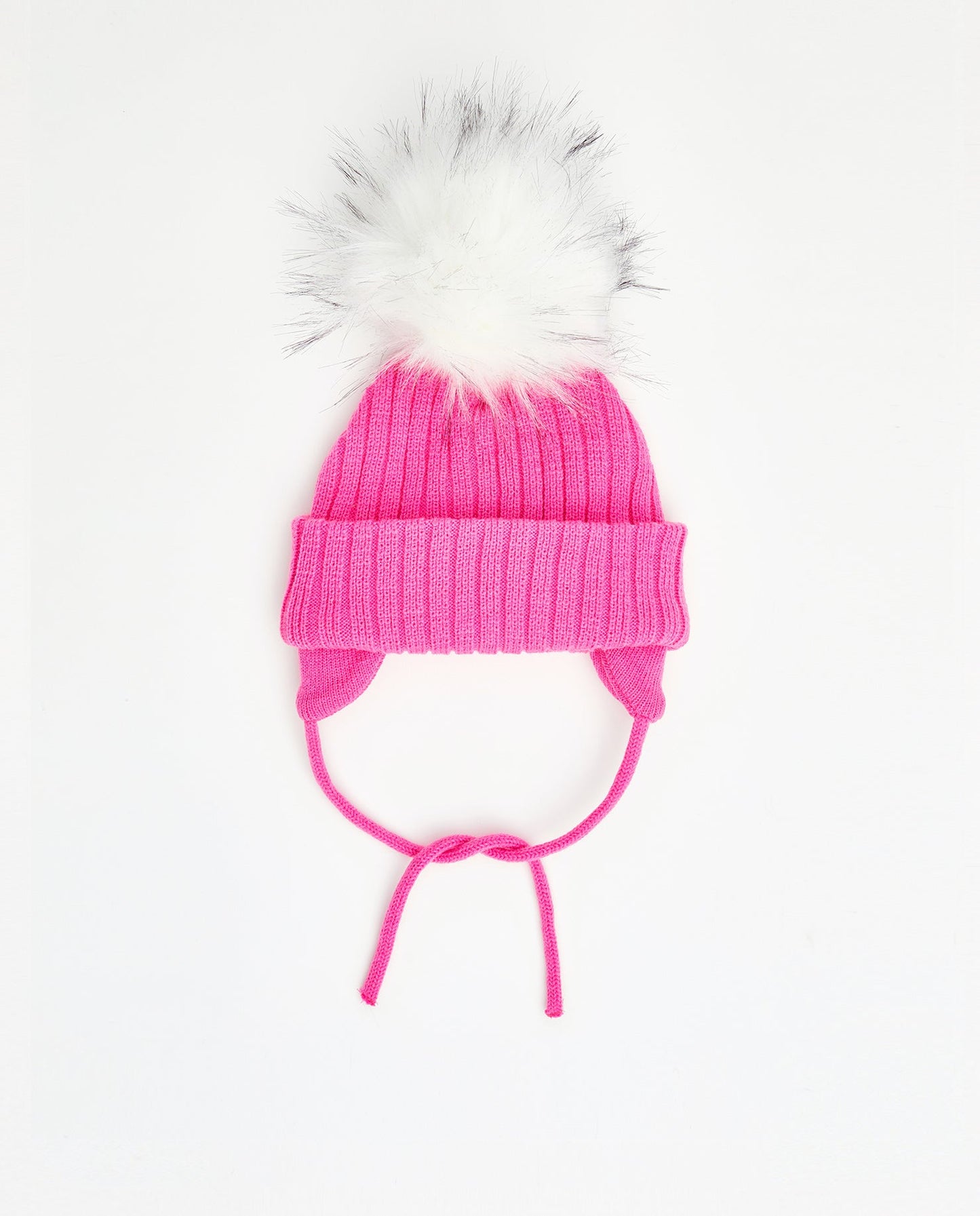 Tuque Enfant Doublée avec Cordons Fuschia - Vegan