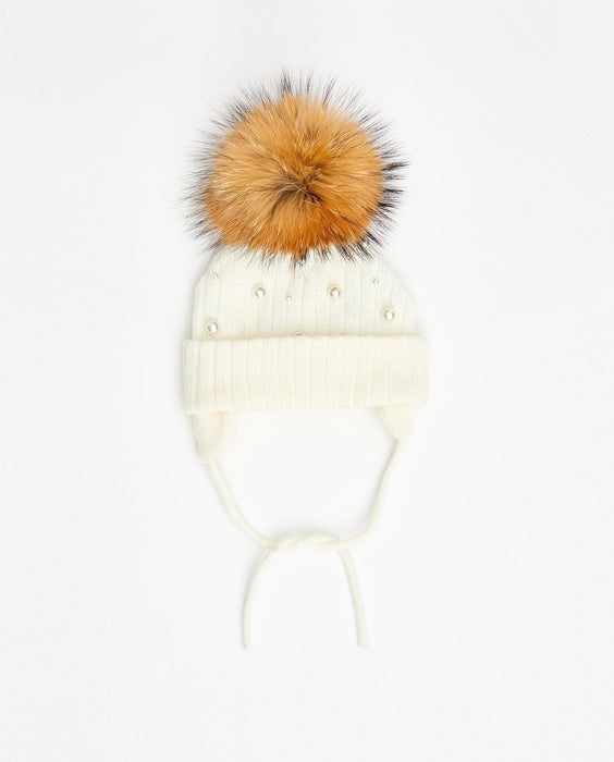 Knit Beanie Perles Blanc