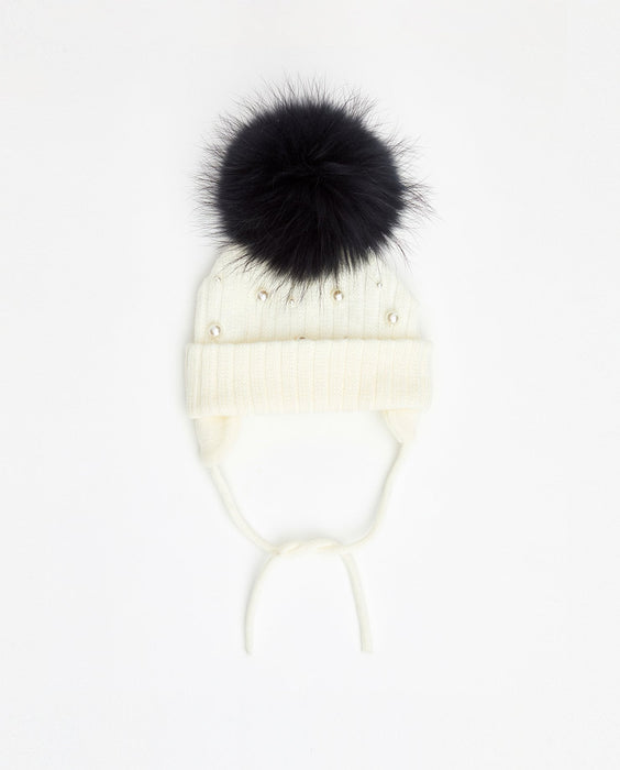 Knit Beanie Perles Blanc