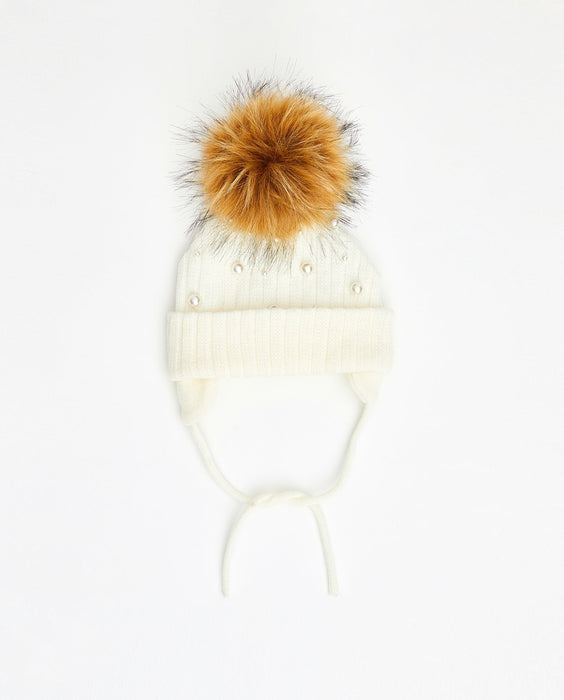 Knit Beanie Perles Blanc