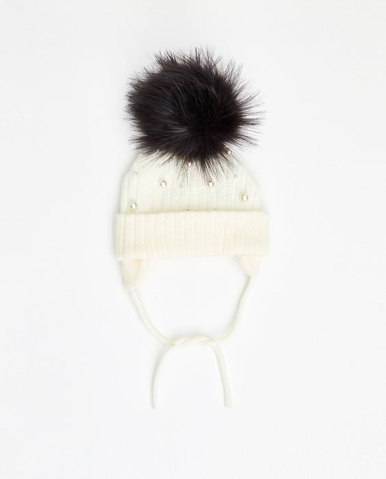 Knit Beanie Perles Blanc