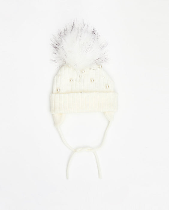 Knit Beanie Perles Blanc