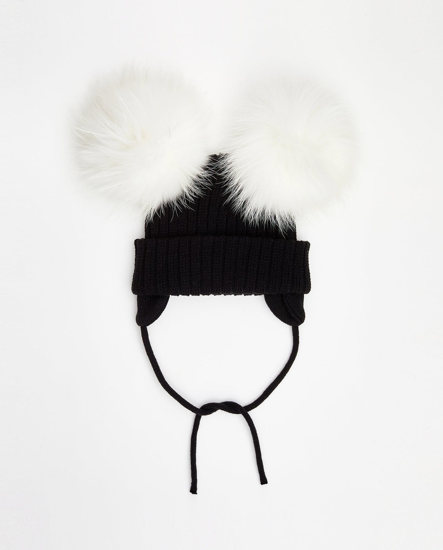 Knit Teddy Bear Beanie - Natural Fur Pom