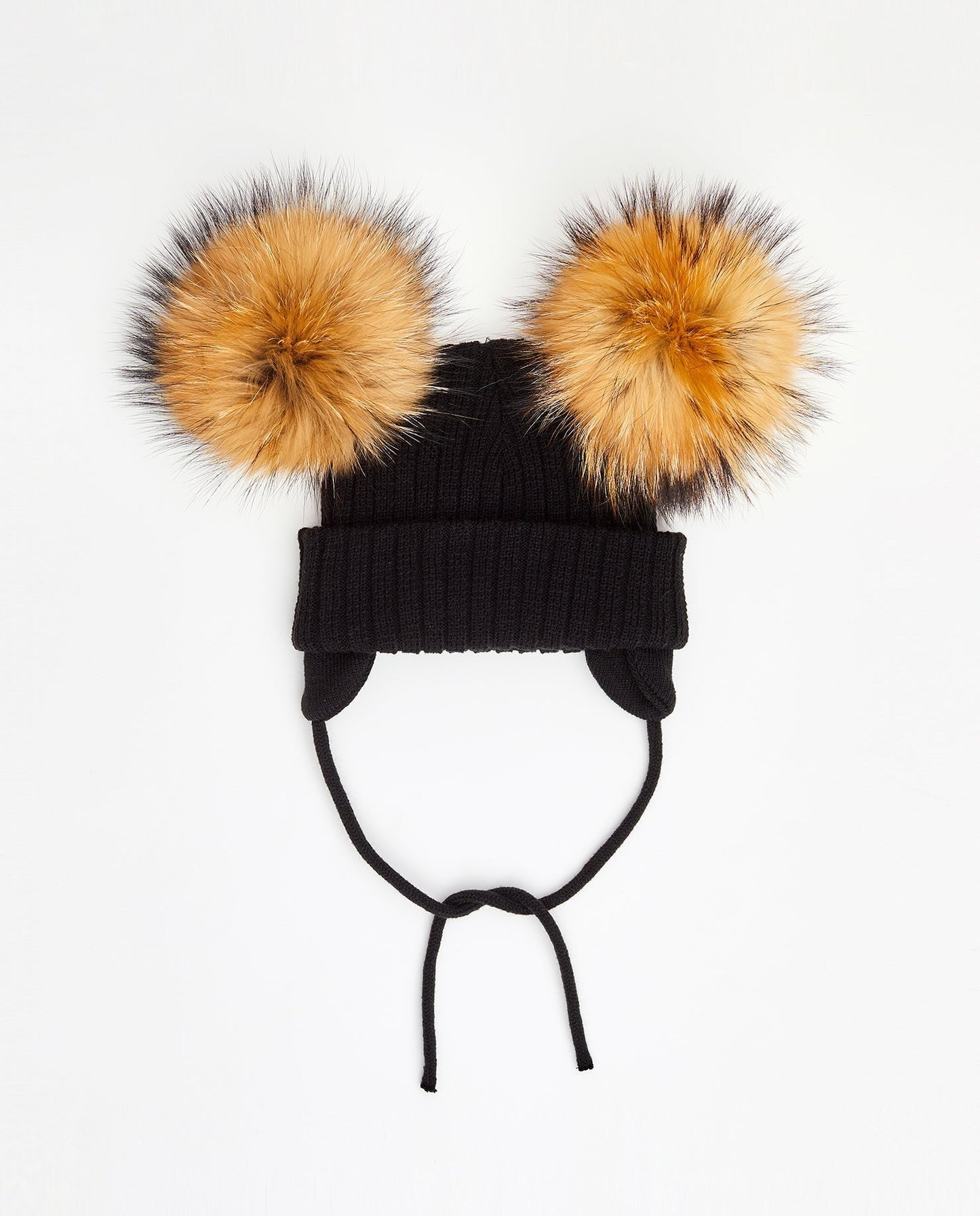 Knit Teddy Bear Beanie - Natural Fur Pom