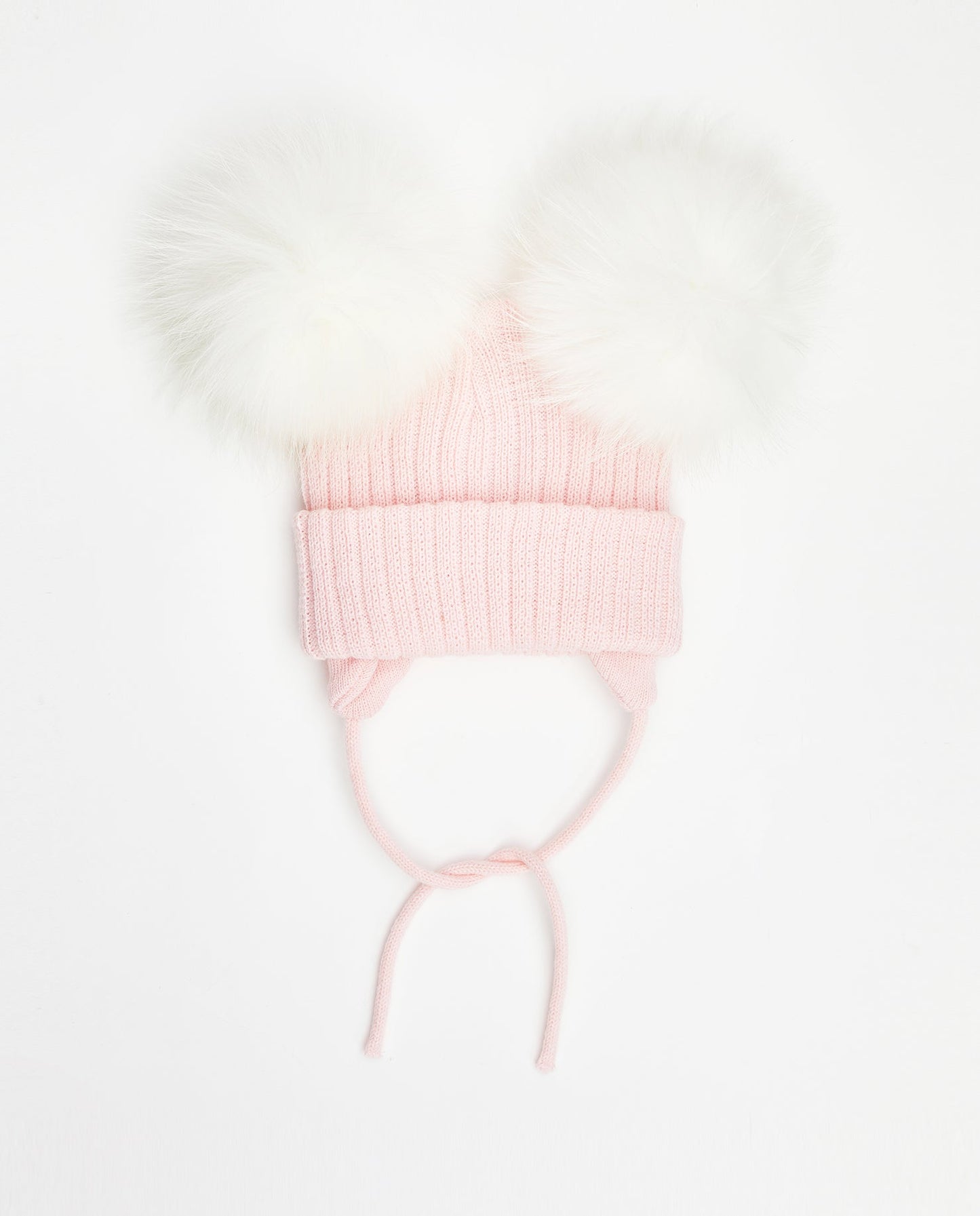 Knit Teddy Bear Beanie - Natural Fur Pom