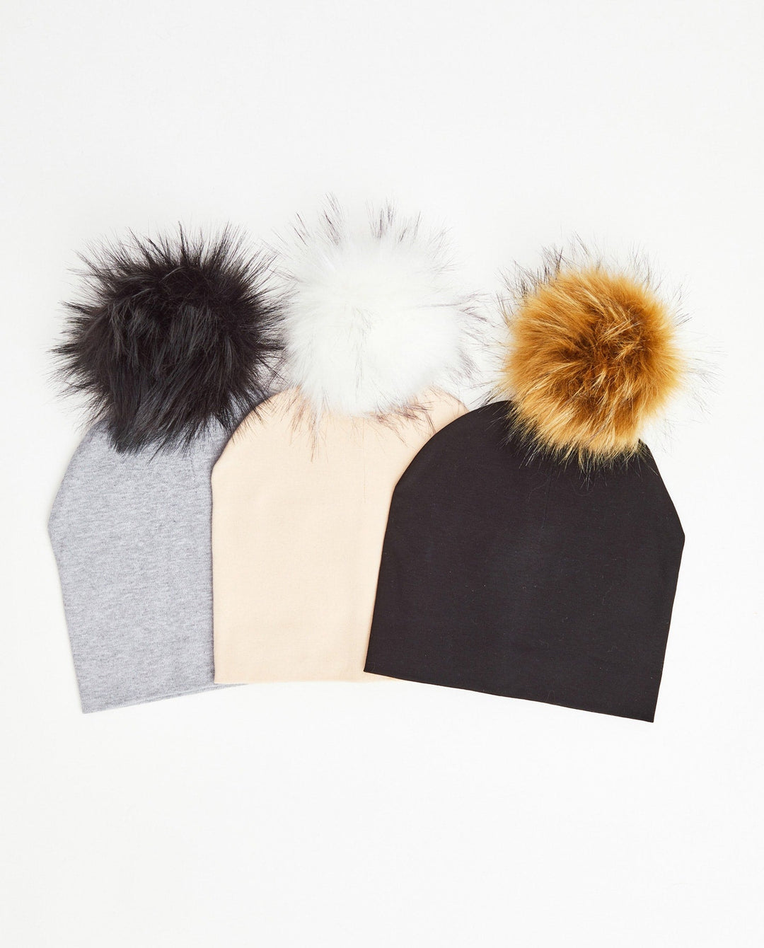 TRIO Tuques Adulte Coton | TRIO Adult Cotton Beanies - Vegan - Mpompon