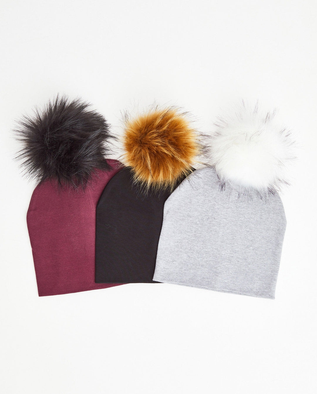 TRIO Tuques Enfant Coton | TRIO Kid Cotton Beanies - Vegan - Mpompon