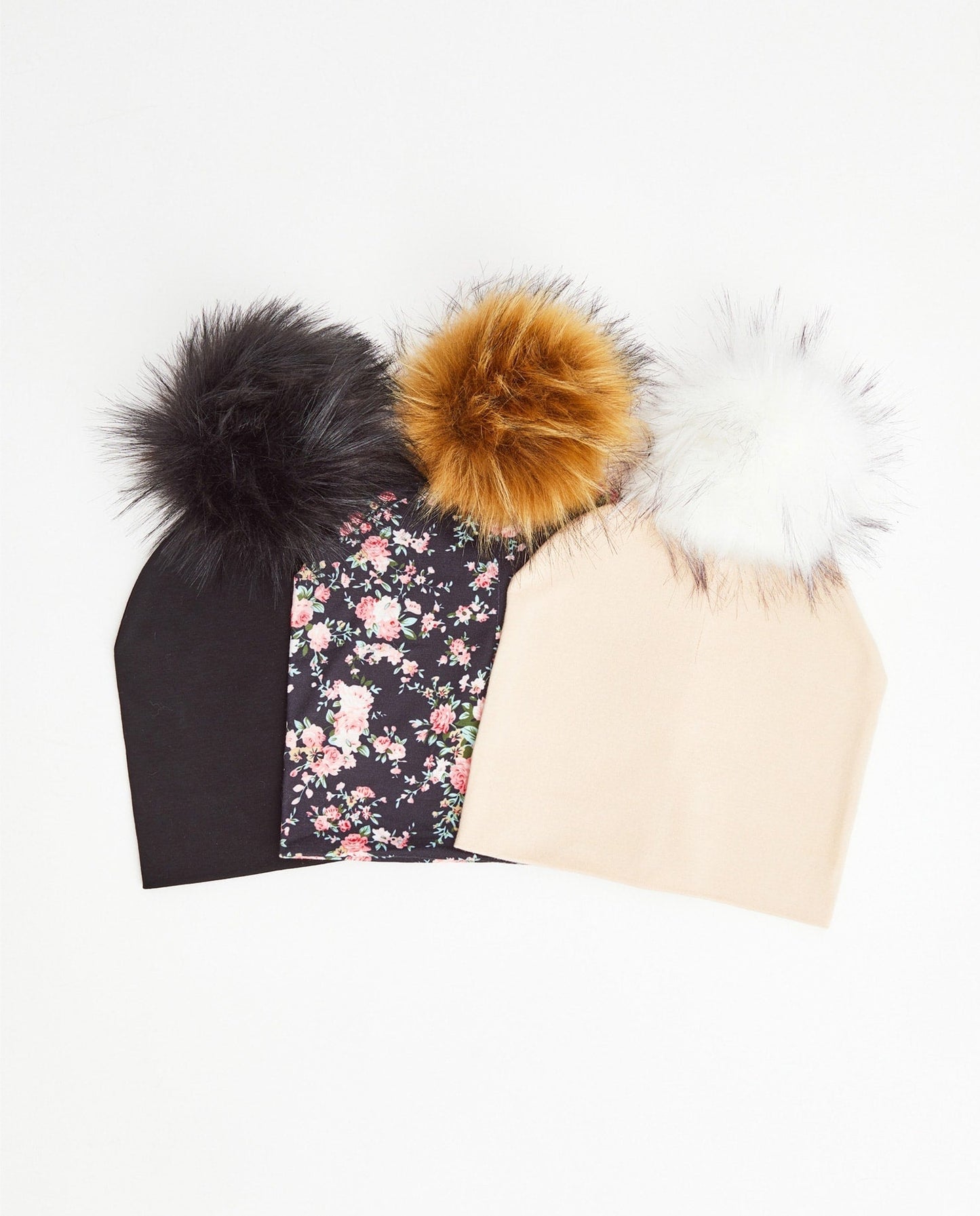 TRIO Tuques Enfant Coton | TRIO Kid Cotton Beanies - Vegan - Mpompon