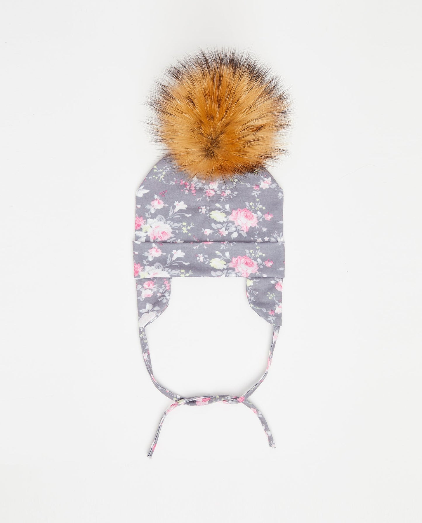 Tuque Bébé Coton Floral Gris