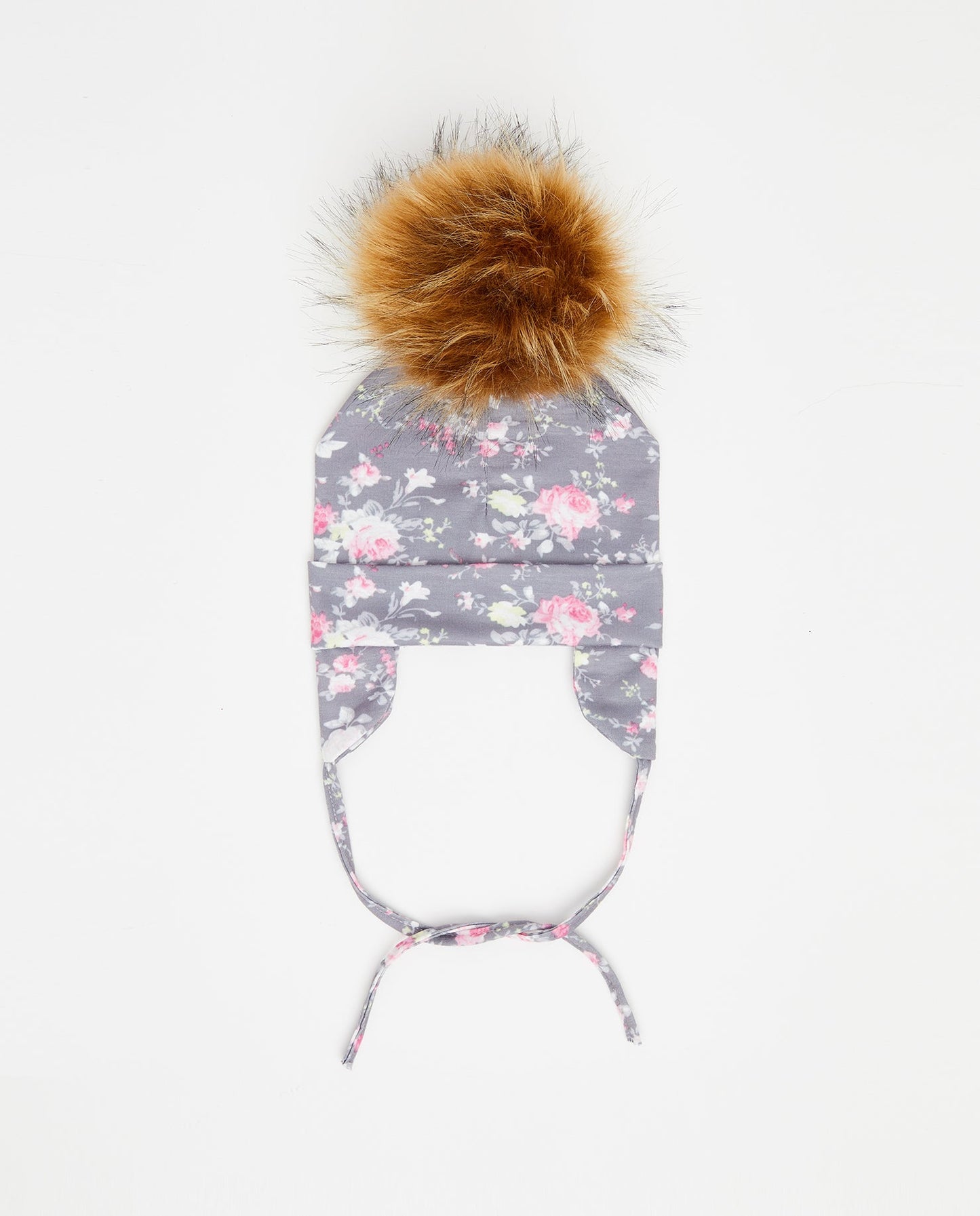 Tuque Bébé Coton Floral Gris - Vegan