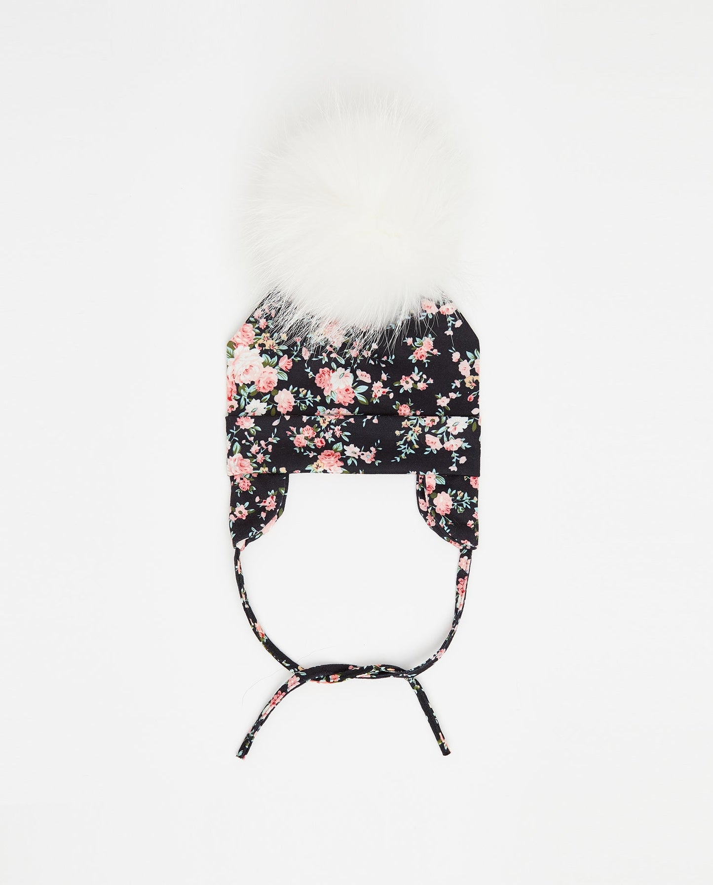 Tuque Bébé Coton Floral Noir