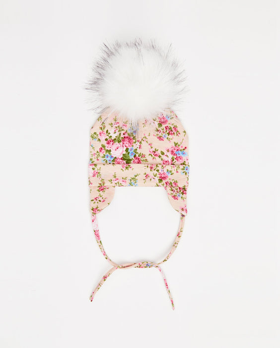 Bonnet en Coton Floral Rose