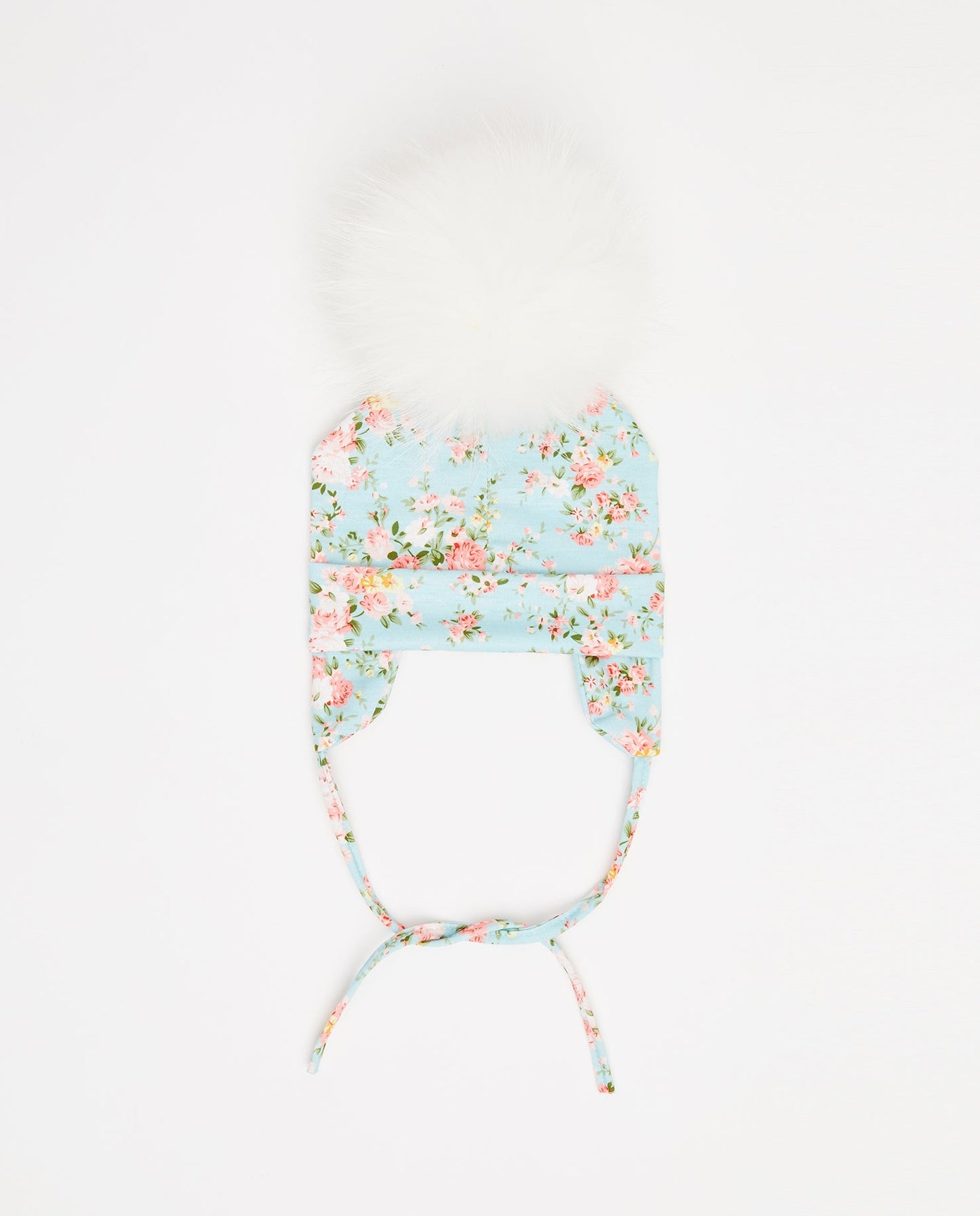 Tuque Bébé Coton Floral Bleu