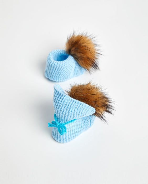 Pantoufles Tricot | Knit Slippers BABY BLUE - Mpompon