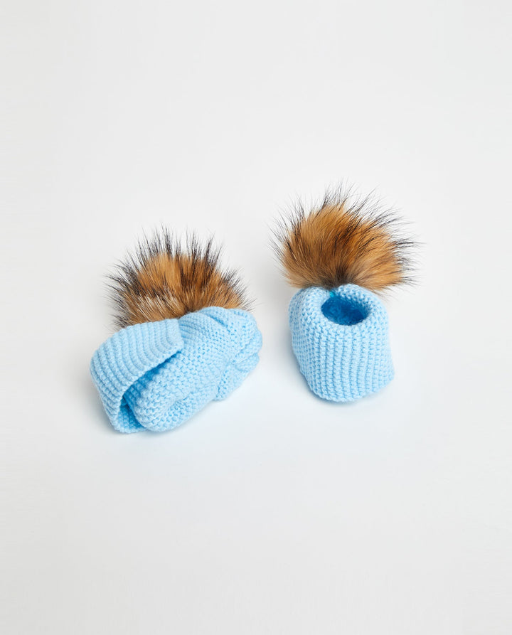 Pantoufles Tricot | Knit Slippers BABY BLUE - Mpompon