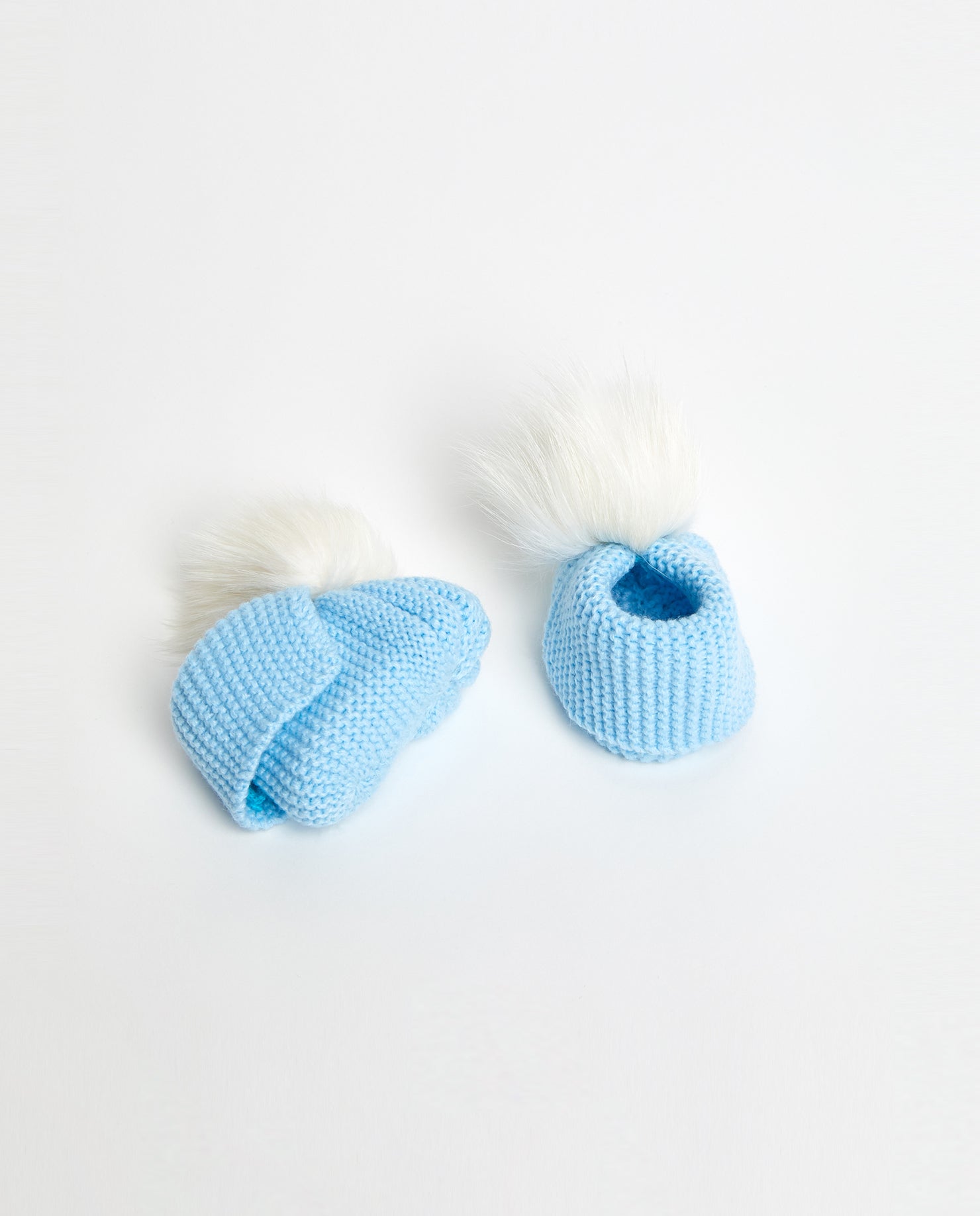 Pantoufles Tricot | Knit Slippers BABY BLUE - Mpompon