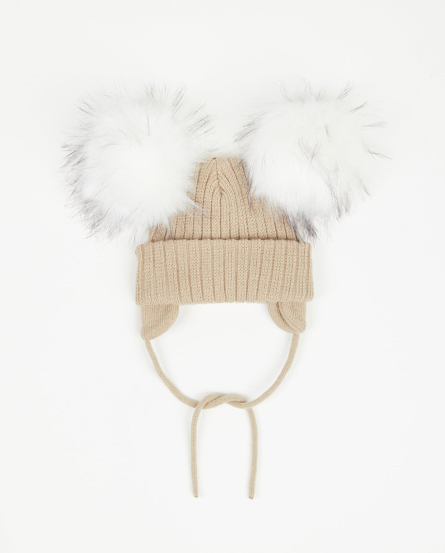 Knit Teddy Bear Beanie - Vegan Pom