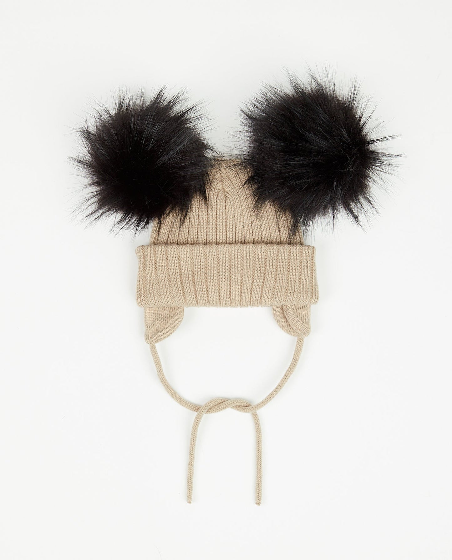 Knit Teddy Bear Beanie - Vegan Pom