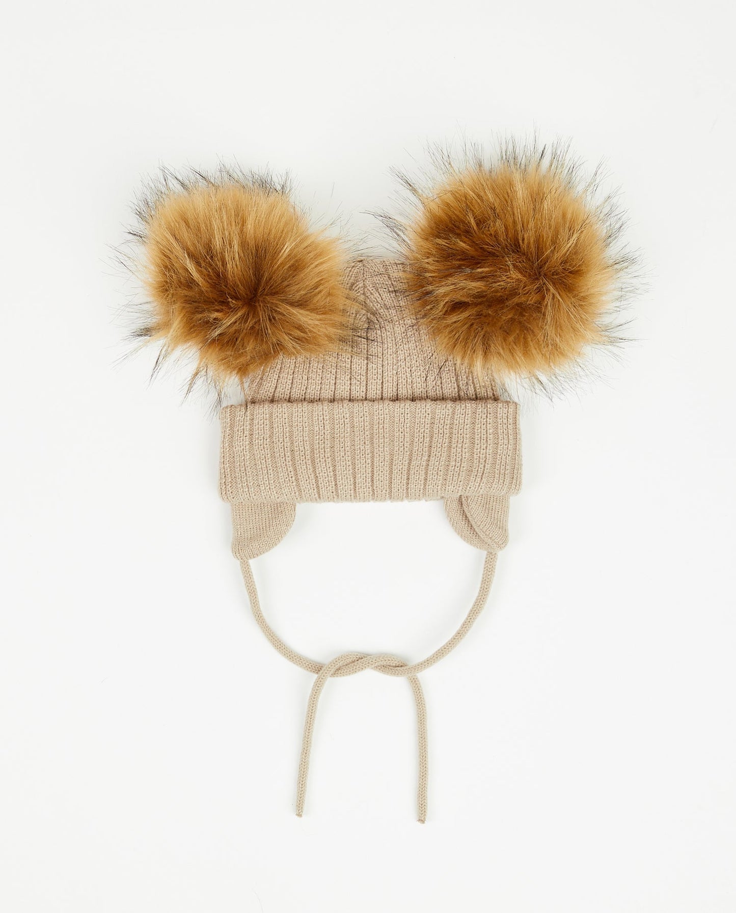 Knit Teddy Bear Beanie - Vegan Pom