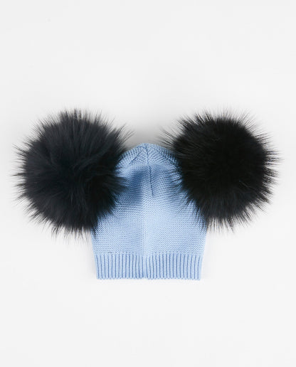 Tuque Bébé Ourson Tricot | Knit Beanie Baby Bear BABY BLUE - Mpompon