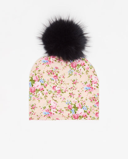 Cotton Beanie Floral Rose