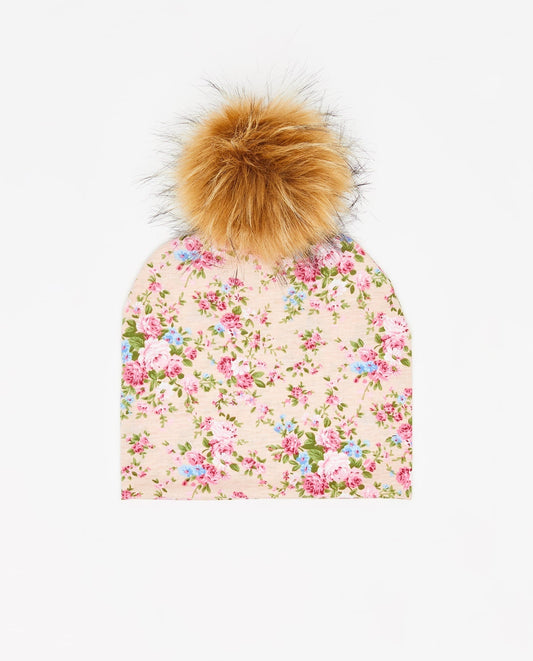 Tuque Adulte Coton Floral Rose - Vegan