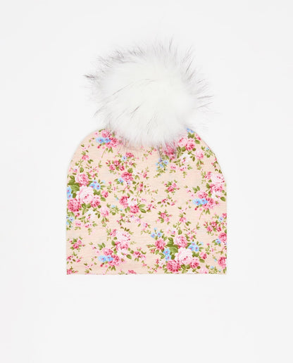 Cotton Beanie Floral Rose