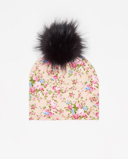 Cotton Beanie Floral Rose