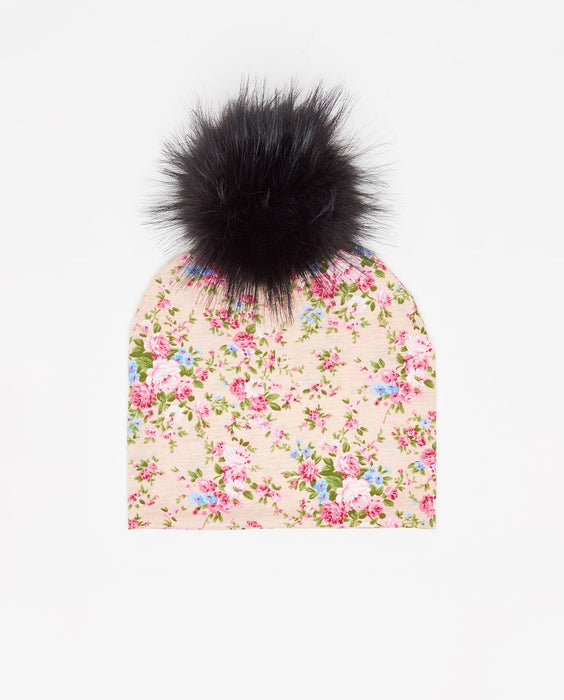 Bonnet en Coton Floral Rose