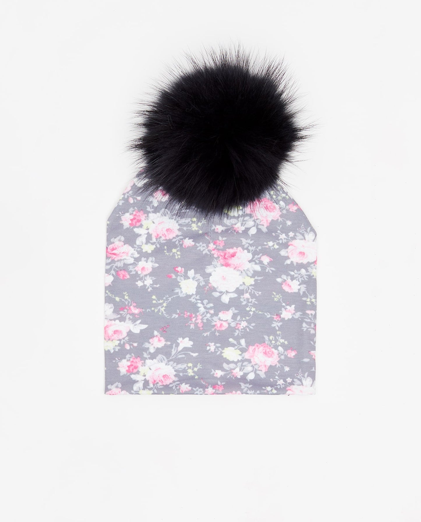 Tuque Adulte Coton Floral Gris