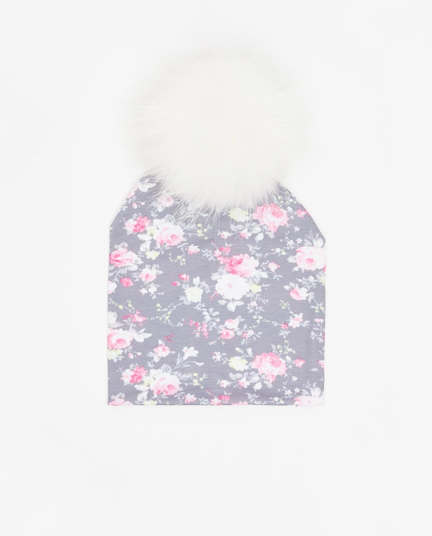 Tuque Adulte Coton Floral Gris