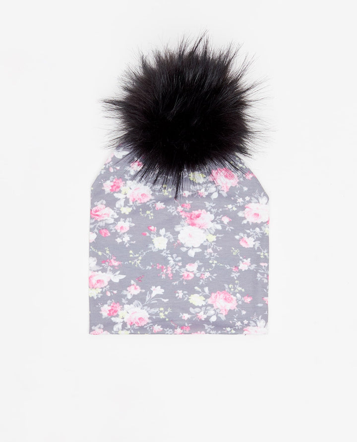 Tuque Pré-Ado Coton Floral Gris - Vegan