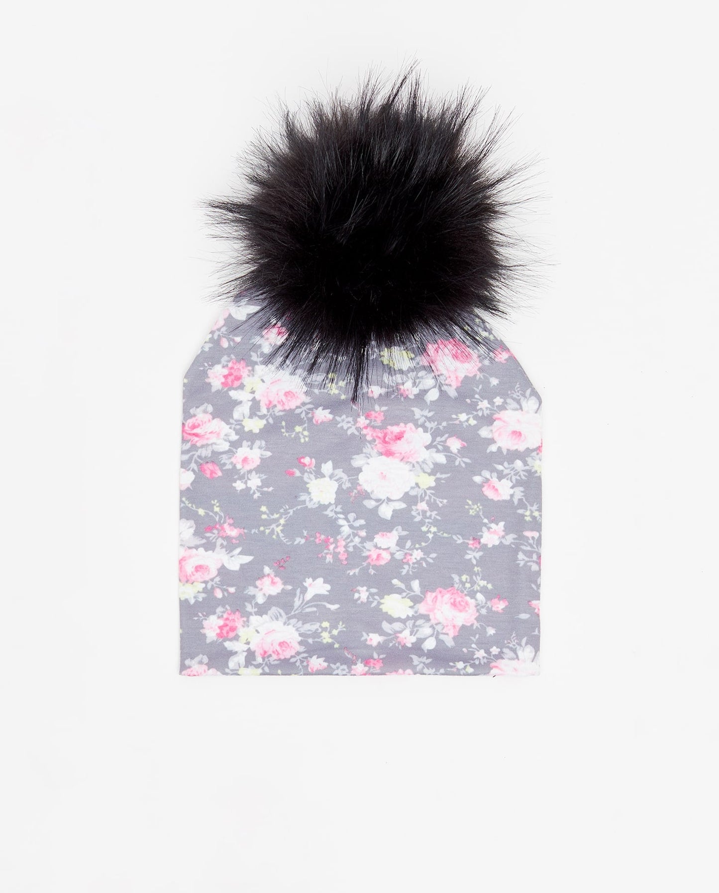 Tuque Adulte Coton Floral Gris - Vegan