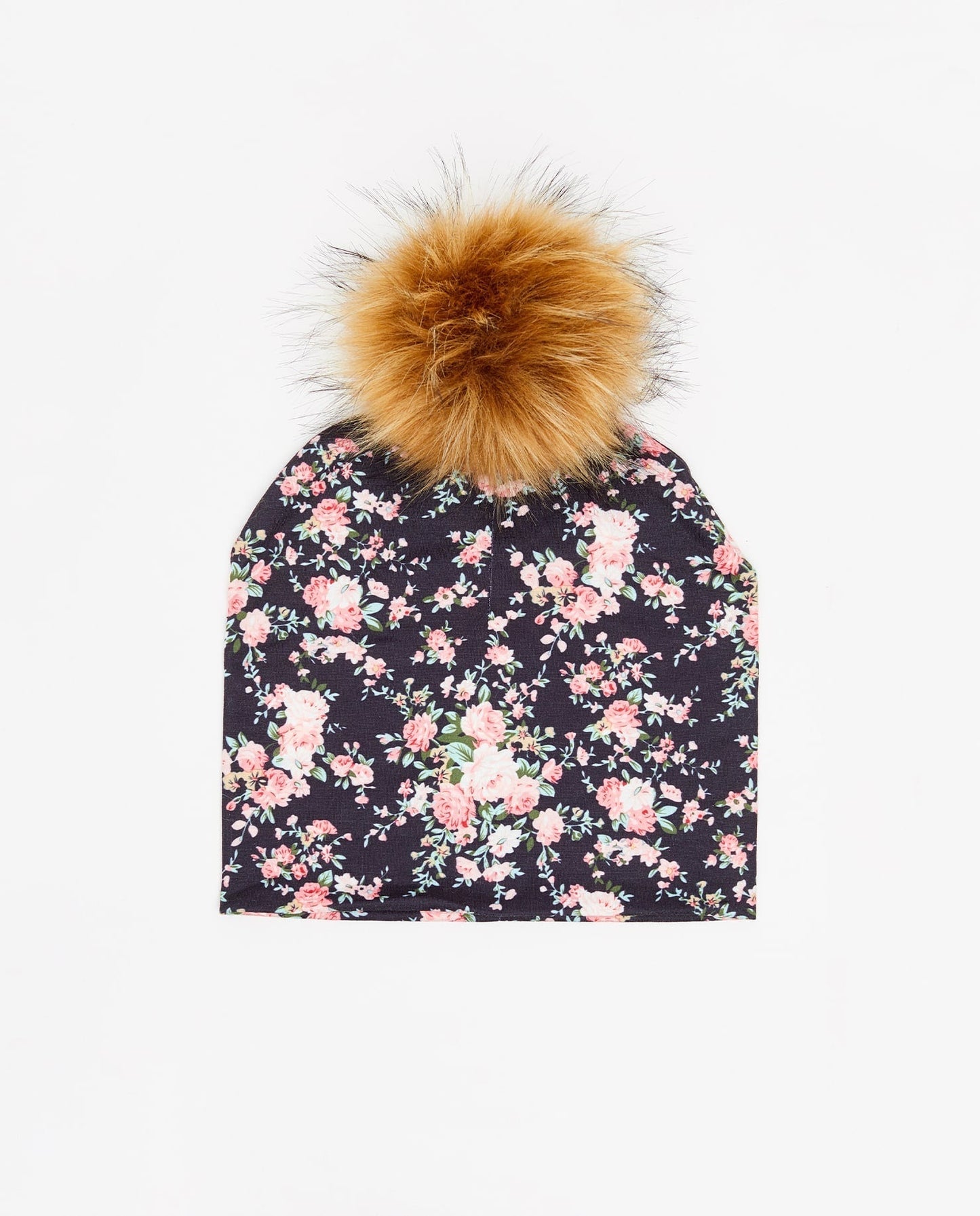 Tuque Enfant Coton Floral Noir - Vegan