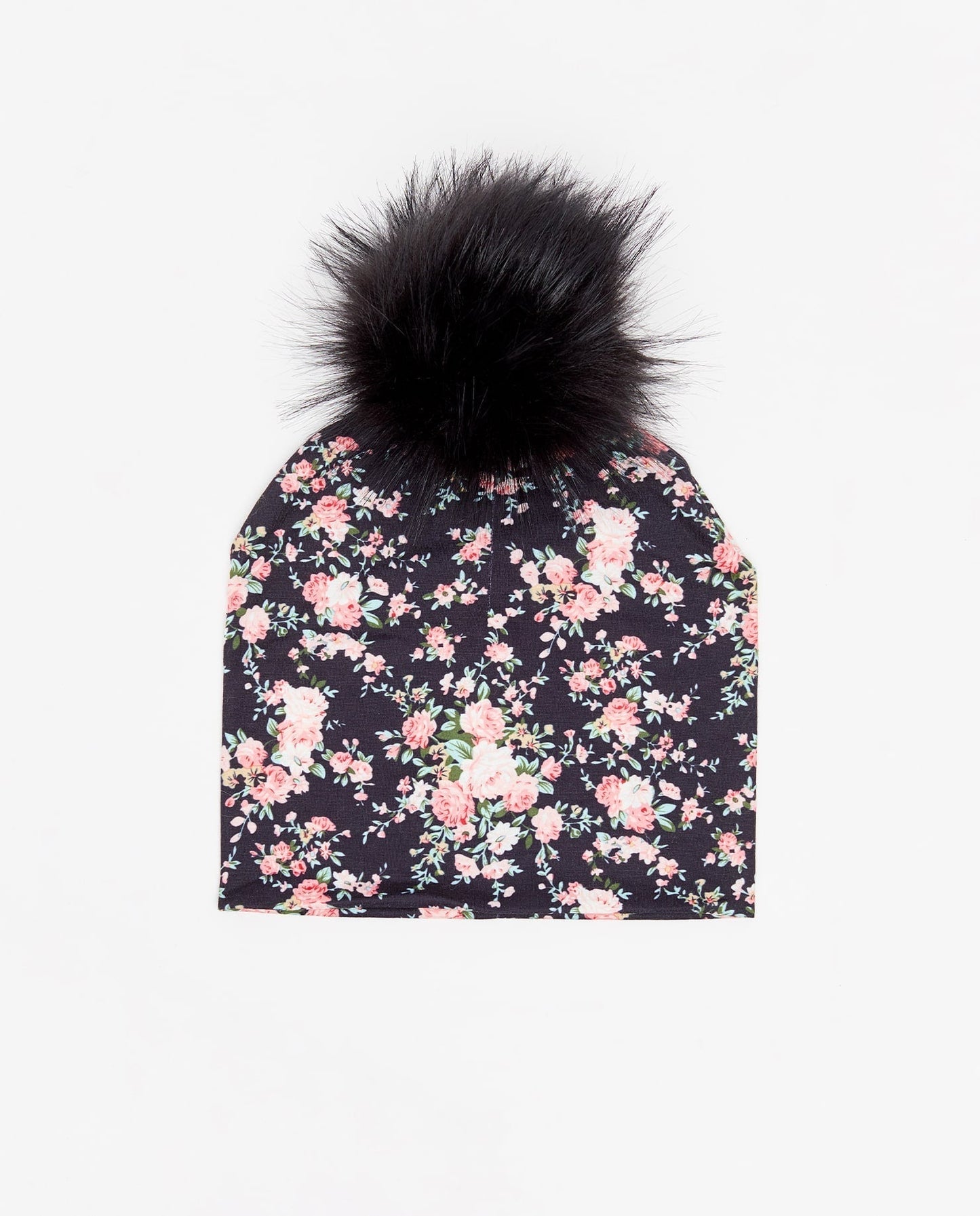 Tuque Enfant Coton Floral Noir - Vegan