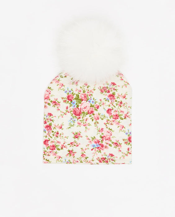 Bonnet Coton Floral Crème