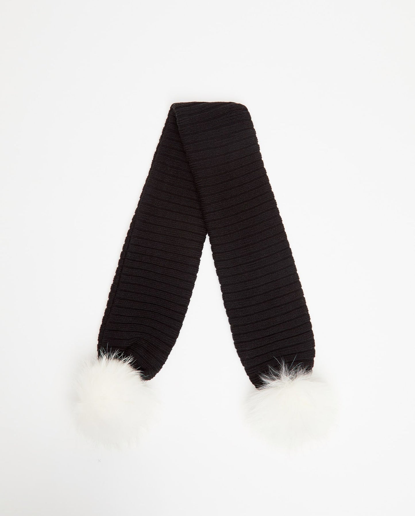 Foulard Enfant Doublé à Pompons  | Kid Knit Scarf with Poms NOIR - Mpompon