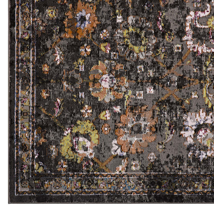 Minu Distressed Floral Lattice Area Rug