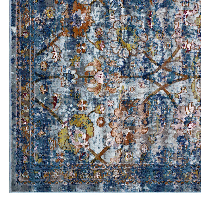 Minu Distressed Floral Lattice Area Rug