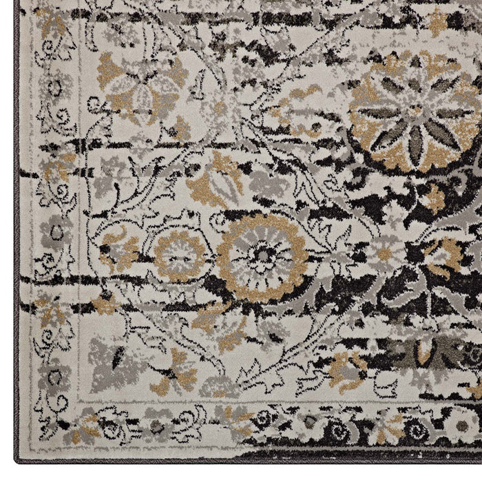 Ganesa Distressed Diamond Floral Lattice Area Rug