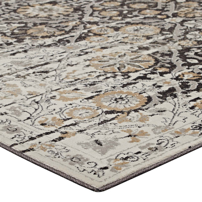 Ganesa Distressed Diamond Floral Lattice Area Rug